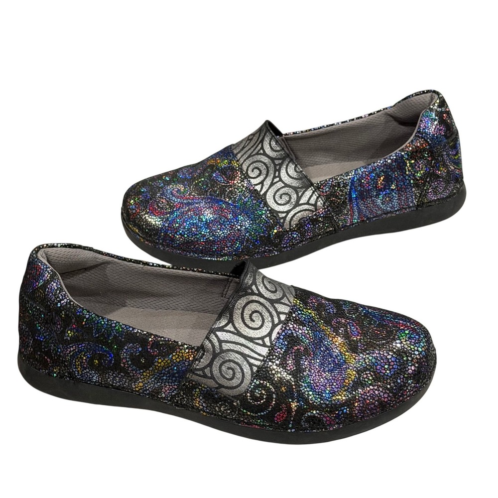 Alegria Glee Slip On Comfort Shoes Womens 39 US 9 Multicolor‎ Swirl Print Artsy